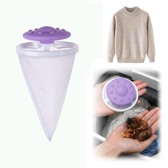 Filtre de Machine à Laver Basdi Sac de Filtre à Peluches pour Machine à Laver - Attrape-Cheveux Flottant, Filtre Universel en Maille pour Enlever les Poils d'Animaux et Protection de Laveuse, Sac Attrape-Peluches, Violet