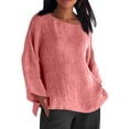 thumbnail image 2 of YVNAURA Womens Linen Shirts Long Sleeve Cotton Linen Blend Shirts 2026 Summer Tops Casual Loose Tshirts Button Down Linen Shirts Basic Tees for Women Daily, RD4,M, 2 of 5