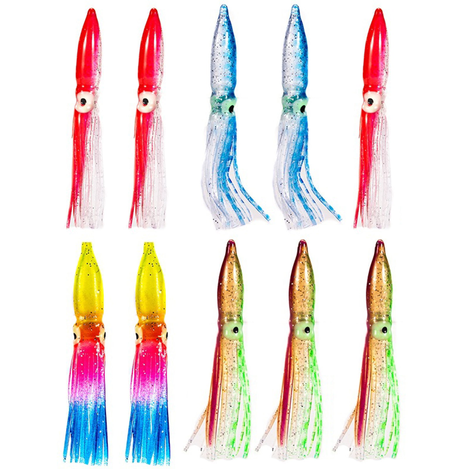 INOOMP 3 Pieces Rock Fin Ocean Artificial Bait Tackles Squid Soft Tackle  Thin Simulation Fishing Saltwater Kit Bait for Octopus