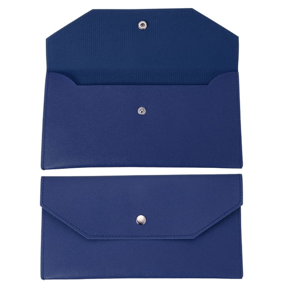 Uxcell Cash Envelope Wallet, Budget Cash Holder Reusable Money Bag Pouch Leather Money Organizer Pouch for Men Women Receipt Check Bill Travel Graduation Holidays, Blue
