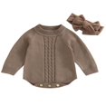thumbnail image 1 of Barboteuse pour Bébé Manches Longues Justaucorps Tricoté Automne Hiver Hauts Chauds, 1 of 6