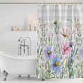 thumbnail image 4 of Spring Floral Waterproof Fabric Shower Curtain,Wildflowers Herbs Summer Botanical Plaid Waterproof Fabric Shower Curtain for Bathroom Curtains Bathtubs Shower Curtains with 12 Hooks Extra Long 72x96, 4 of 8