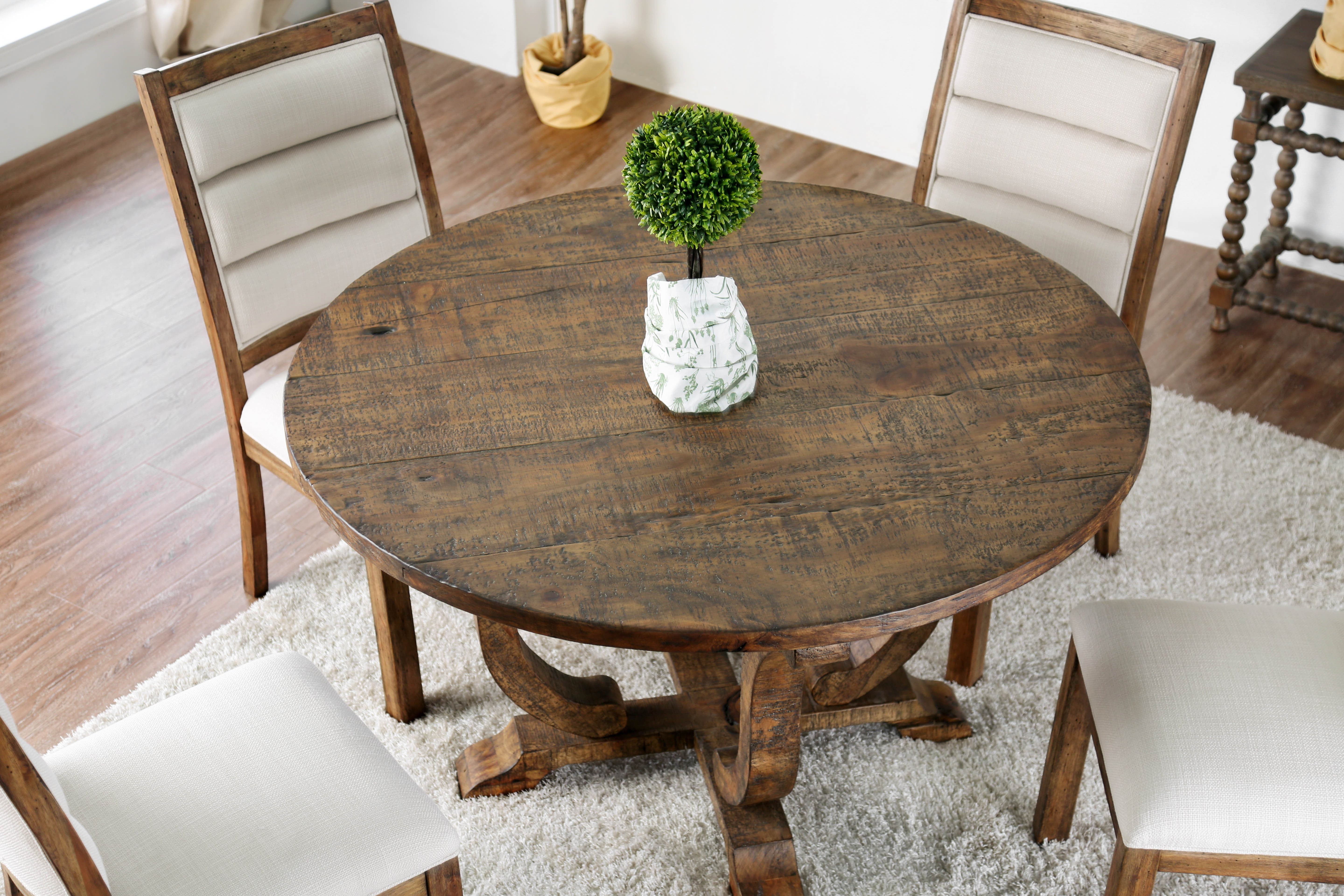 Furniture of America Wenslow 5-Piece Rustic Antique Oak Round Dining