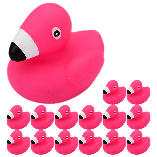 15 Uds. Juguete de baño de flamencos de dibujos animados, juguete de ducha para niños pequeños, juguete de baño chirriante