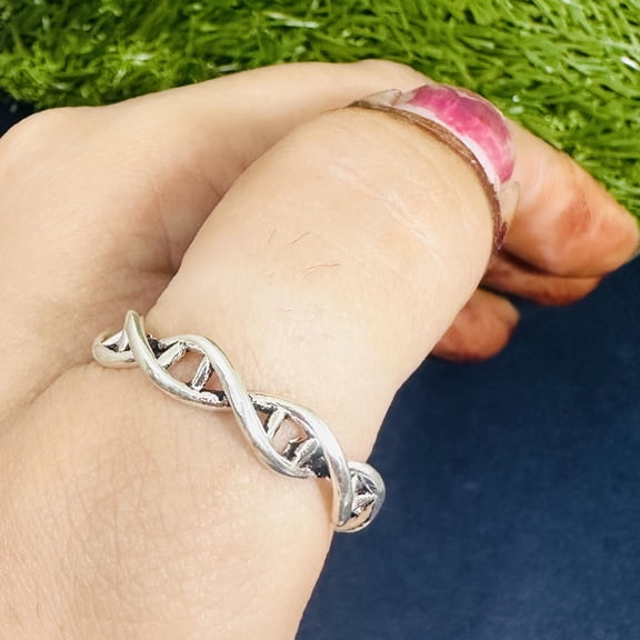 Sterling Silver DNA Helix Ring: Handmade Science Geek Jewelry