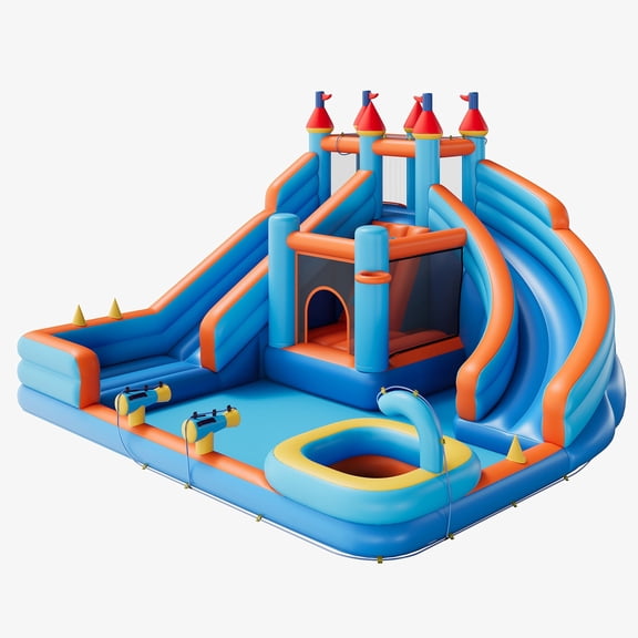 Jocisland Bounce House, Inflatable Bouncer with Air Blower, Outdoor Indoor Bouncy Castle with Oxford Fabric for Kids 3-12 (179.1×169.3×108.3 in)
