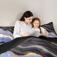 thumbnail image 4 of Manfei Aesthetic Marble Twin Comforter Sets, Marbling Metallic Bedding Set, Blue, Black and Gold, Black Reversible 2-Piece, 1 Comforter and 1 Pillowcase, 4 of 6