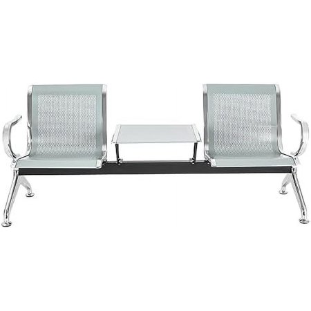 Waiting Room Chairs,2 Seat Silver Office Guest Reception Chairs, with Coffee Table,Armrest,for Hospital, Salon, Bank, Airport$$Office
