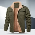 thumbnail image 2 of Men's Cotton Cargo Jackets Winter Lined Fleece Jackets Trucker Jacket,Green,3XL, 2 of 3