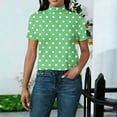 thumbnail image 4 of Edvintorg Tops for Women Trendy Polka Dot Loose Fit Crew Neck Short Sleeve Casual Shirts Womens Clothing Green XL, 4 of 6