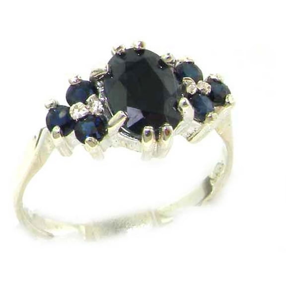 LBG 925 Sterling Silver Real Genuine Sapphire Womens Band Ring - Size 10