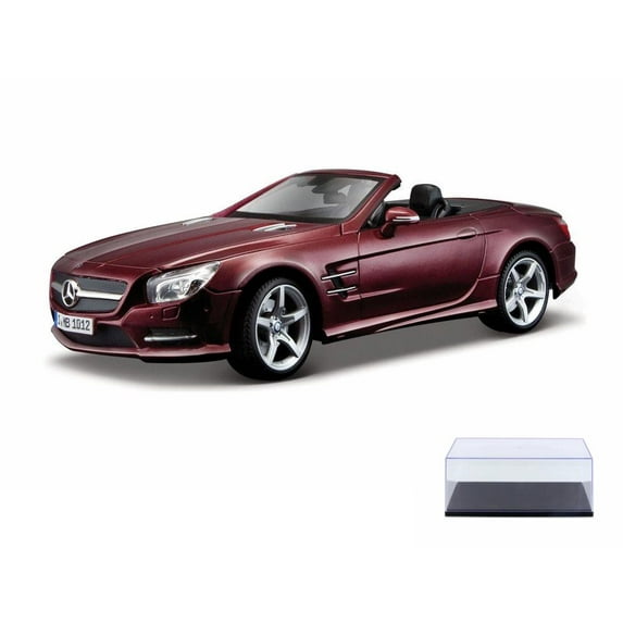 Diecast Car & Display Case Package - 2012 Mercedes-Benz SL 500 Convertible, Burgundy - Maisto 31196R - 1/18 Scale Diecast Model Toy Car w/Display Case