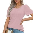 thumbnail image 5 of Annhoo Summer Womens Tops Pleated Front Shoet Sleeves Tunic Shirt Casual Solid Color Trendy Going out Vacation Blouse, 5 of 8