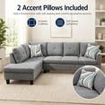 thumbnail image 4 of Aukfa 97" Classic Sectional Sofa 4 Seat L shape Couch with Oversized Left Chaise for Living Room, 2Pillows, Linen, Gray, 4 of 9