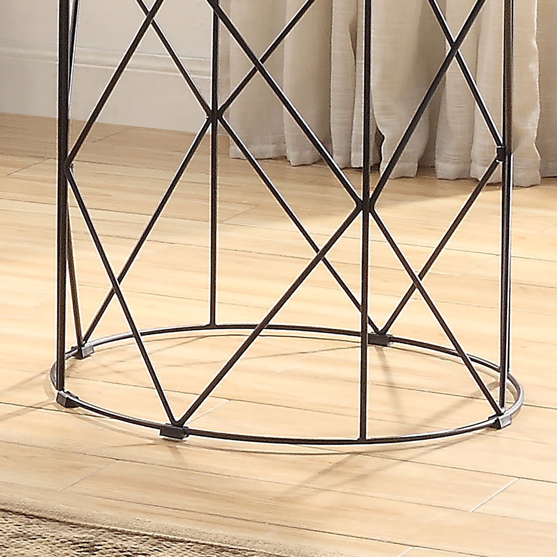 Furniture of America Herlan End Table with Metal Frame, Walnut