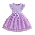 thumbnail image 4 of RMGVDSD Toddler Flower Girl Dress Girls Summer Dress Ruffle Sleeves Tulle Dresses Bowknot Tutu Birthday Princess Dresses Party Sundress 4-5 Years, 4 of 5