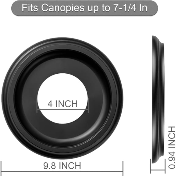 2 Pack Black Molded Nylon Ceiling Medallion for Light Fixtures and Ceiling Fans 10"OD x 4"ID x 1"P (Fits Canopies up to7-1/4")