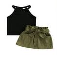 thumbnail image 1 of Baby Girls Sleeveless Halter Ribbed Tank Tops A-line Button Skirt Outfits, 1 of 6