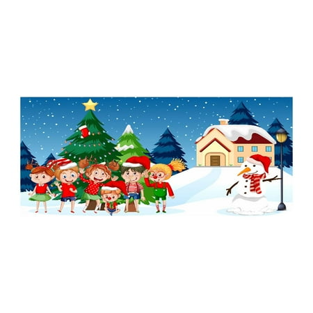 

HAFNFUE 7x8 Ft Holy Night Christmas Outdoor Garage Door Banner Red Blue Night of the Nativit Large Christmas Decoration Holiday Polyester Cover Christmas Door Snowman Deer Alphabet Tapestry