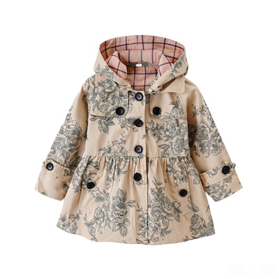 Girls Lightweight Trench Coat For Spring And Autumn Mid Length Brit Style Outerwear For Toddler Kids