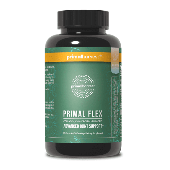 Primal Harvest Primal Flex Joint Support: BioCell Collagen®, Turmeric & Boswellia for Joint Comfort (60ct)