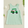 thumbnail image 5 of Toddler Baby Girl Golf Outfit Golf Cart Bow Embroidery Striped Tank Dress Sleeveless Crewneck A-Line Dress Infant Summer Clothes, 5 of 9