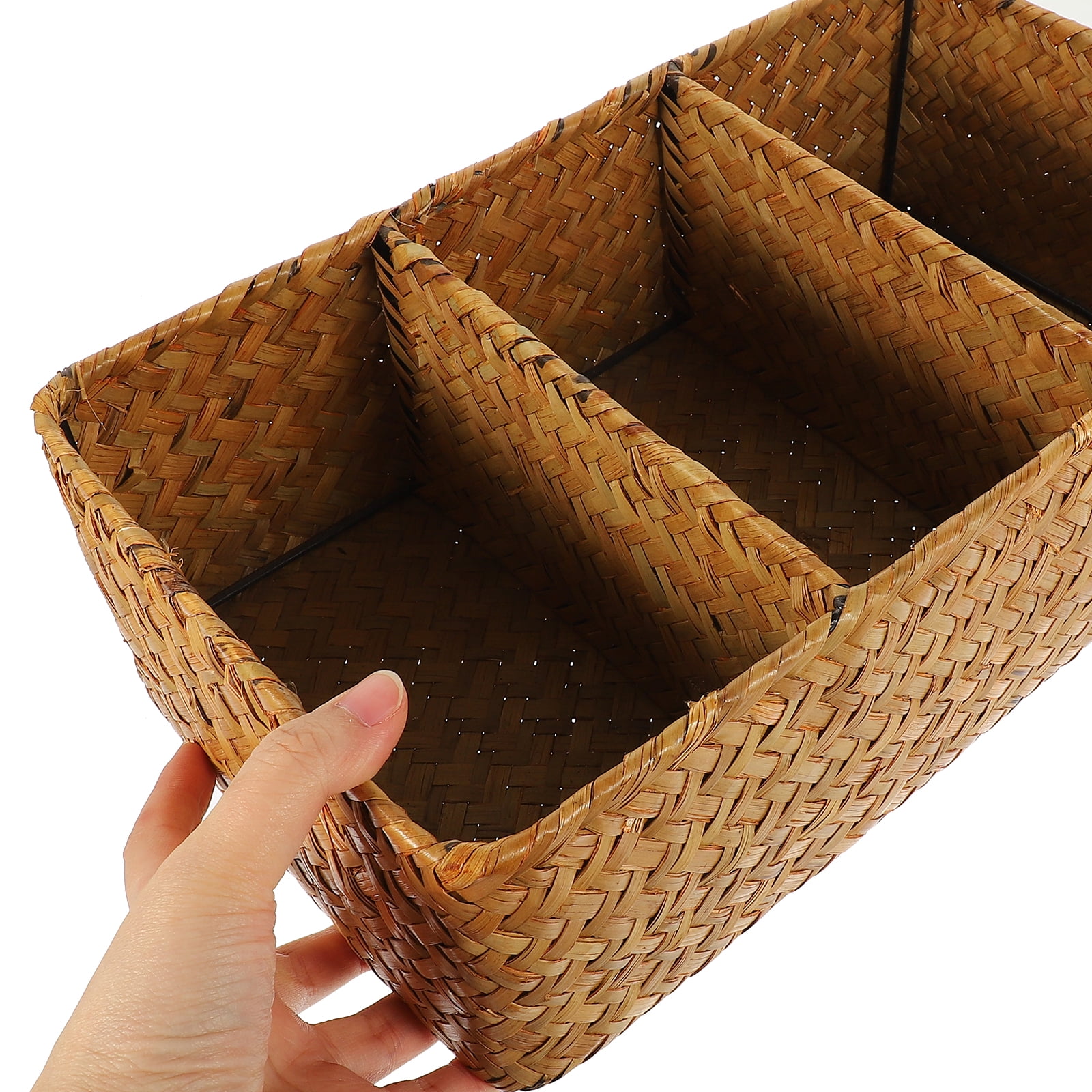 Woven Basket Organizer Large Wicker Storage with Lid Hamper