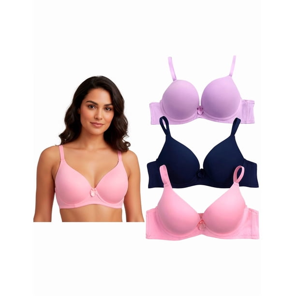 Paquete de 3 Brasieres Doble Push Up, Aumenta hasta dos tallas incluye 6 Colores Diferentes