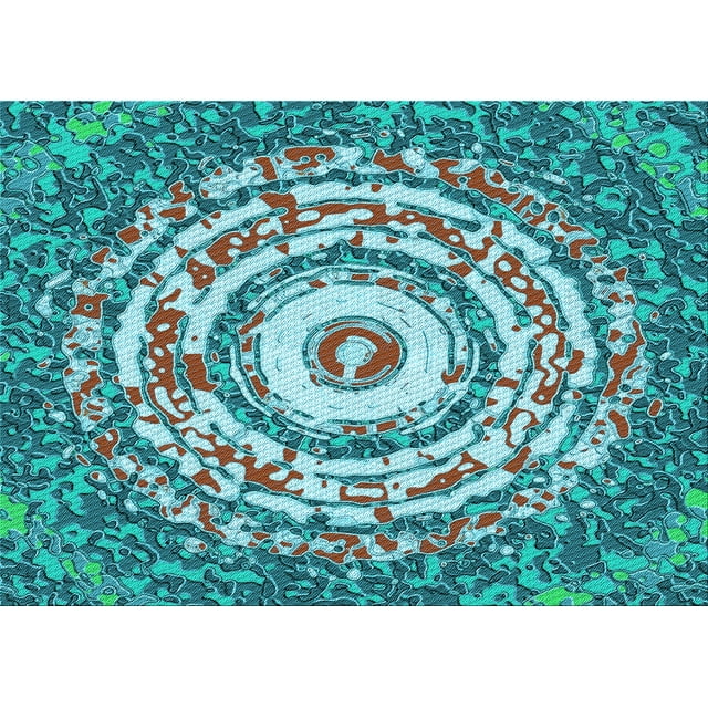 Ahgly Company Machine Washable Indoor Rectangle Transitional Greenish Blue Green Area Rugs, 4' x 6'