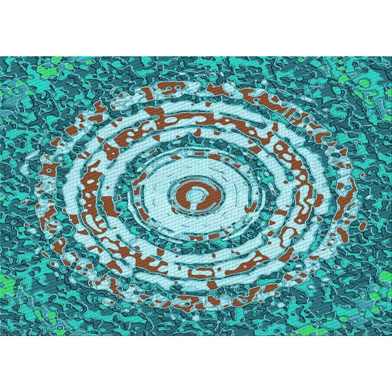 Ahgly Company Indoor Rectangle Patterned Greenish Blue Green Area Rugs, 7' x 9'