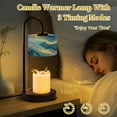 thumbnail image 2 of Candle Warmer Lamp with Timer, Flowing Blue Waves Gold Accents Marbled Texture Dynamic Non-slip Wireless Remote Control Wax Melts Warmer with 4 Bulbs for Home Office Dorm, Birthday Gifts for Women, 2 of 7