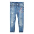 thumbnail image 1 of KIDSCOOL SPACE Girls Slim Ripped Holes Pink Sequin Stars Fashion Jeans Blue,3-4 Years, 1 of 5