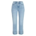 thumbnail image 6 of Time and Tru Women's High Rise Straight Leg Cuffed Jeans, 26.5" Inseam, Sizes 0-20, 6 of 6
