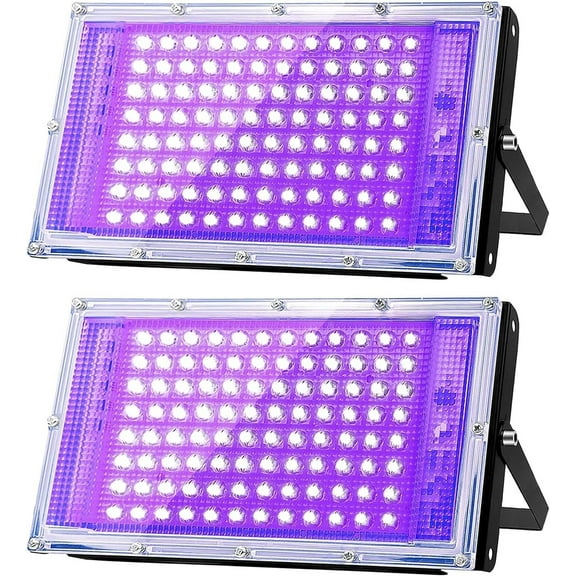 Glostars 100W LED UV Black Light Powerful UV Spotlight, for Christmas, Halloween Glow Party (2 Pack)