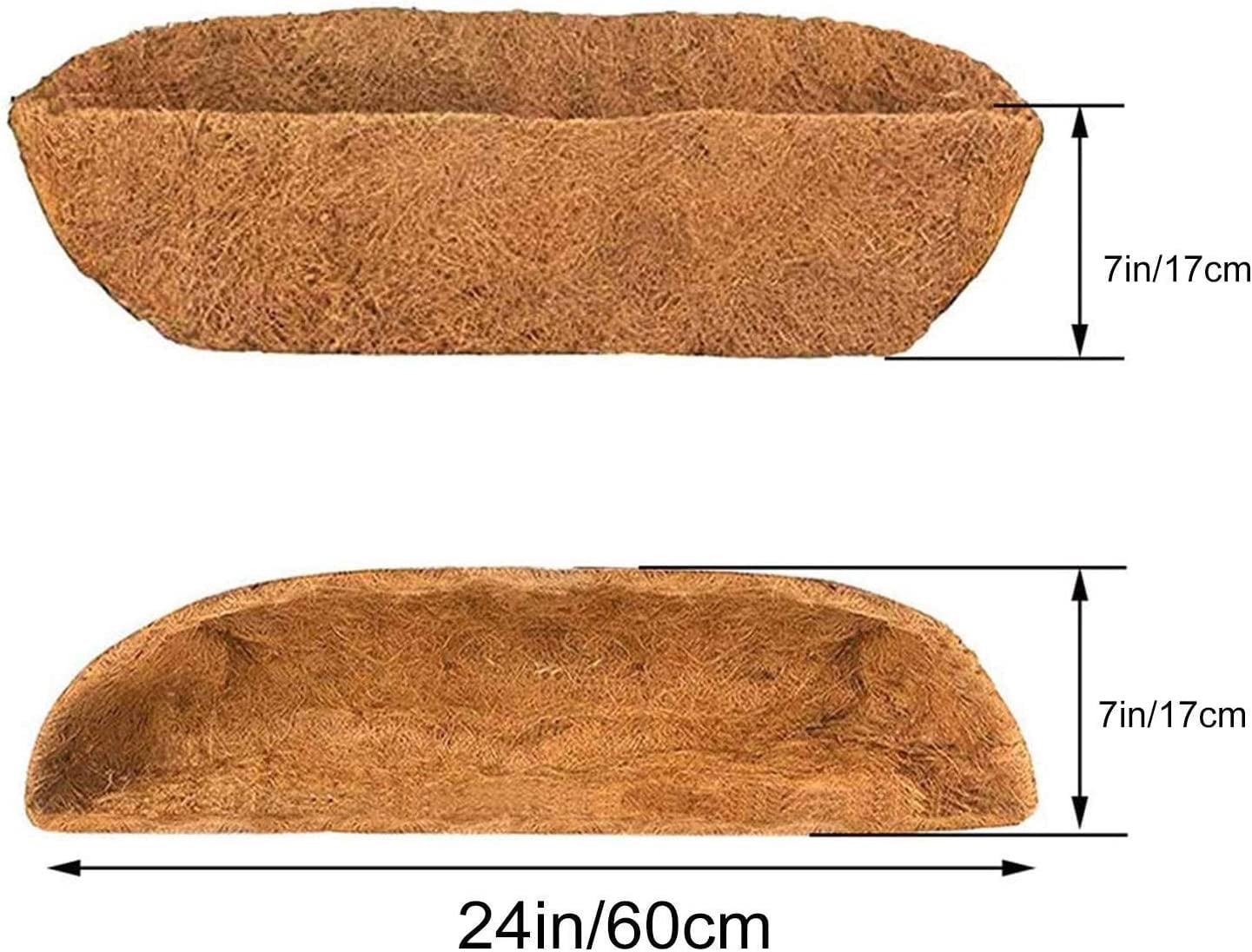 Kukuzhu Hanging Basket Coco Liners Replacement, Coconut Fiber Planter Liners, Natural, Thick and Sturdy, Suitable for Window Box Hanging Trough Planter, Garden Fence Flower Vegetables Pot (48inches)