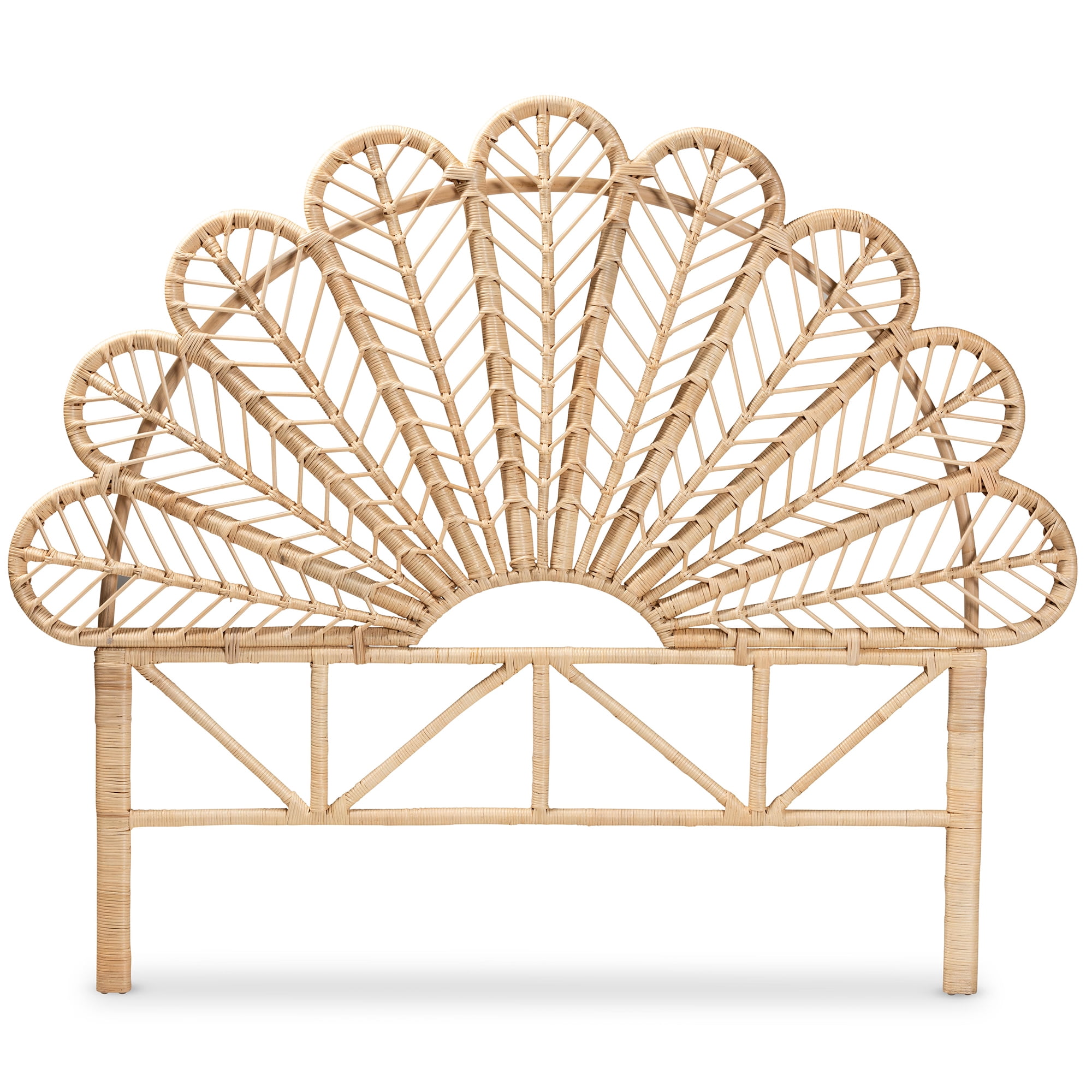 bali & pari Variel Rattan BOHO Headboard, Queen Size, Natural Brown