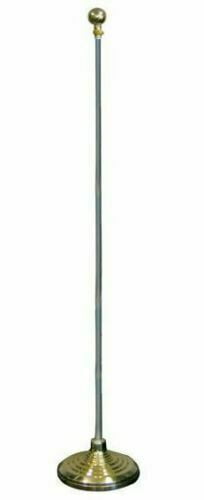 8 Ft Aluminum Telescoping Indoor Flag Pole Gold Ball Top with Gold Base 