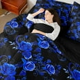 thumbnail image 5 of Manfei Romantic Blue Rose 7-Piece Twin Bedding Sets, Western Valentines Day Bedding Comforter Set, Teens Adult Men Women Reversible Sheet Sets, Luxury Bedroom Decor, 5 of 8