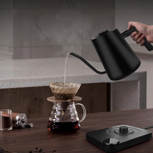 Danhjin Electric Kettle Gooseneck Kettle Stainless Steel Smart Thermal Display Temperature Hand Brewer Coffee Pot Plug In Kettle Kitchen Appliances