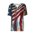 thumbnail image 4 of UVEASISHA Sequin Printed Tops for Women Short Sleeve American Flag Henley Shirt USA Independence Day Patriotic Tshirt Multicolor S, 4 of 5