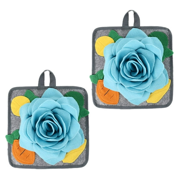 KALLORY Pet Rabbit Snuffle Mat Blue Fleece Foraging Pad Safe Nose Work 2Pcs