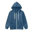 thumbnail image 3 of Kedxroy Boys Girls Full Zip up Hoodies Fleece Hooded Sweatshirt Jacket(Navy,7-8 Years), 3 of 6
