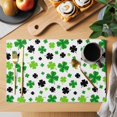 thumbnail image 2 of St Patricks Day Placemats Set of 8, Spring Country Green Black Shamrock Placemats for Dining Table, Place Mats for Kitchen Tabletop, Waterproof Wipeable Dining Table Mats Set, 2 of 9