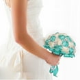 thumbnail image 6 of Royal Bridal Bouquet Handmade with Satin Roses & Pearls - Wedding Bouquet Holder for Bride and Bridesmaids, Rhinestone Wedding Flower Arrangements in Ivory White, 6 of 6