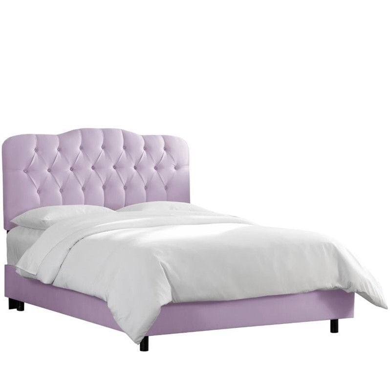 Skyline Upholstered Tufted Twin Bed in Lilac