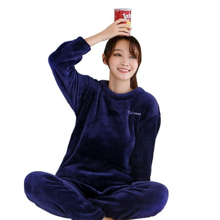 

Autumn Winter Flannel Women Pyjamas Sets Sleepwear Loungewear Home Clothing Thick Warm Coral Fleece Female Suit Pijamas