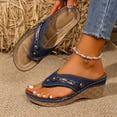 thumbnail image 4 of Rokment Women's Orthopedic Wedges Dressy Sandals Trendy Casual Leather Platform Flip Flops with Arch Support Beach Comfortable Walking Slip on High Heels Slides Shoes B Size 9, 4 of 7