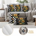 thumbnail image 6 of Sunflower Outdoor Waterproof Pillow Covers, Summer Botanical Bee Black Plaid Decorative Rectangle Throw Pillowcase Sofa Cushion Sham for Patio/Couch/Chair, 20"x12" 2 Pack, 6 of 8