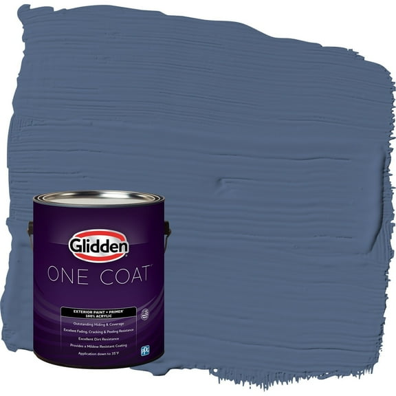 Glidden One Coat Stained Glass / Blue Flat Exterior Paint with Primer, 1 Gallon