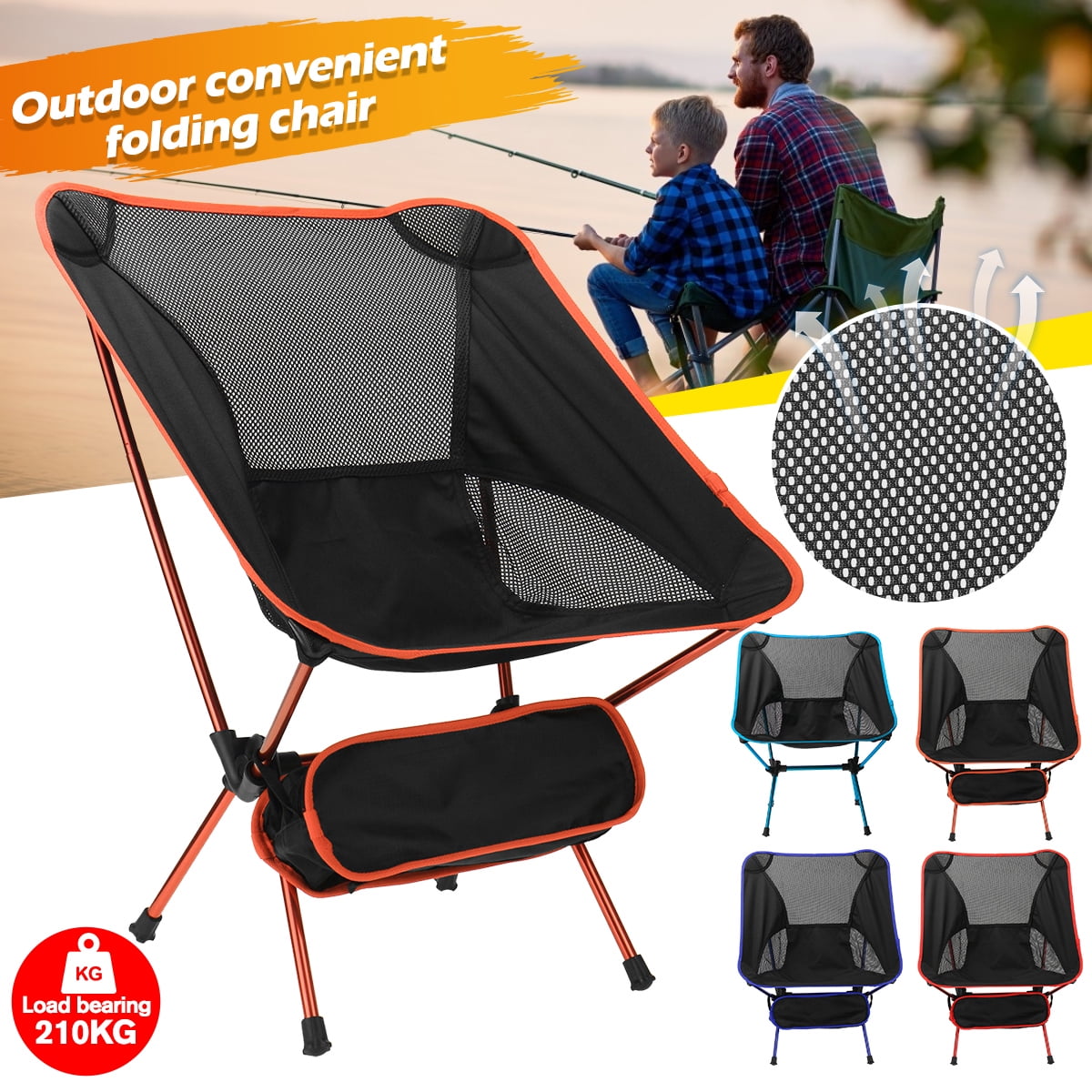 Ultralight Detachable Portable Folding Backpacking Camping Chair with StorageBag 